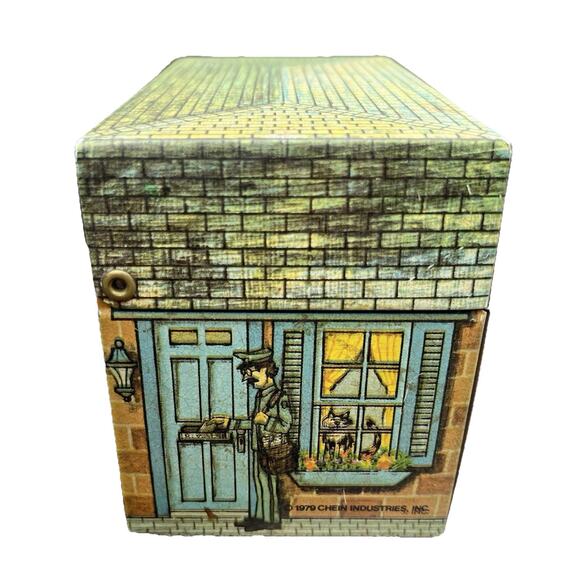 Vintage Tin Metal Recipe Box, 1979 Chein Industries Village Library Kitchen Use - Picture 2 of 14